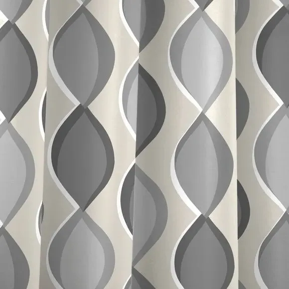 Eyelet Curtains with Ogee Pattern - Grey, Cotton