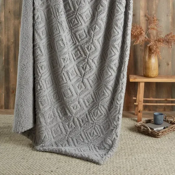 Fleece Throw Blanket Reversible - Grey, Sherpa