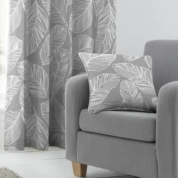 Geometric Print Cushion with Zip - Grey, Cotton