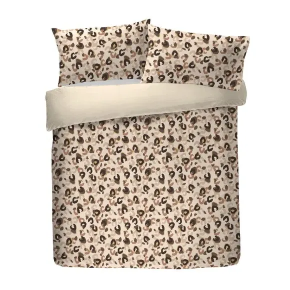 Leopard Print Duvet Cover Set - Natural, Fleece