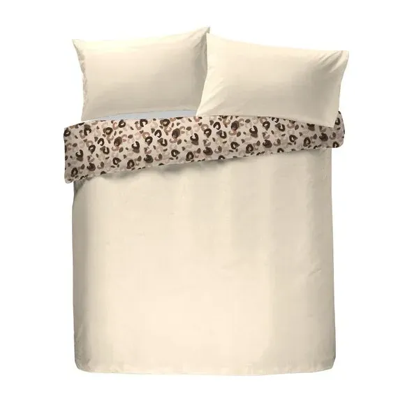 Leopard Print Duvet Cover Set - Natural, Fleece