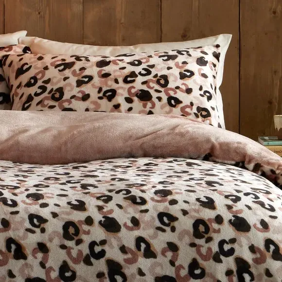 Leopard Print Duvet Cover Set - Natural, Fleece