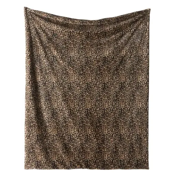 Leopard Print Throw Blanket - Natural, Fleece