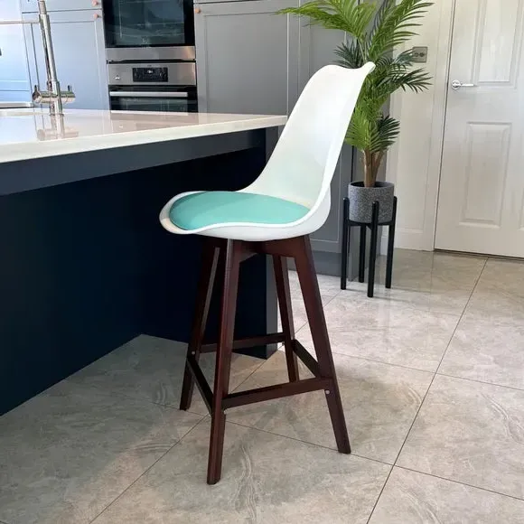 Bar Stool with Removable Pad - Aqua, Plastic image