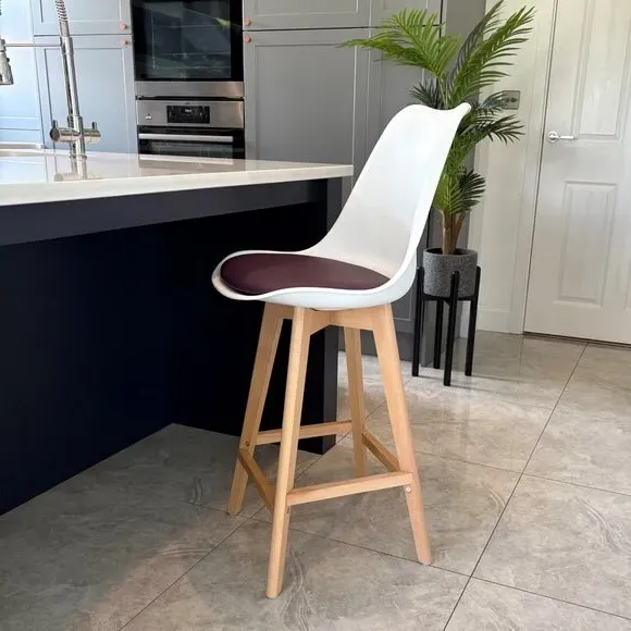 Bar Stool with Removable Pad - Aubergine, Plastic