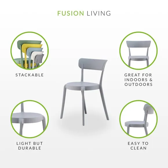 Bistro Dining Chair Stackable - Grey, Plastic