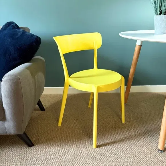 Bistro Dining Chair Stackable - Yellow, Plastic