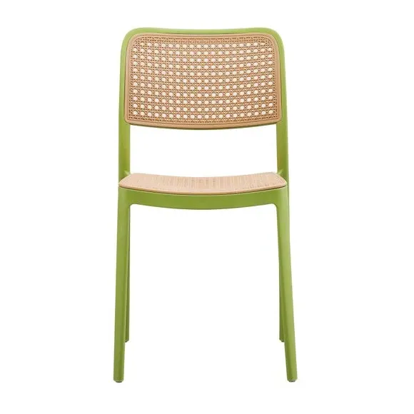 Cafe Dining Chair Stackable - Green, Plastic