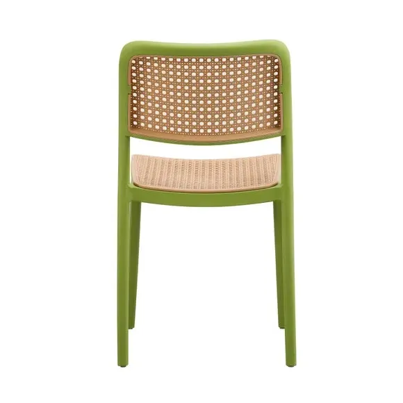 Cafe Dining Chair Stackable - Green, Plastic
