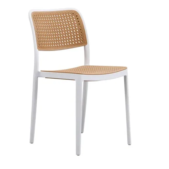 Cafe Dining Chair Stackable - White, Plastic