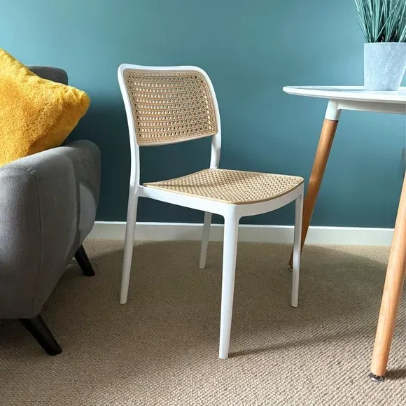 Cafe Dining Chair Stackable - White, Plastic