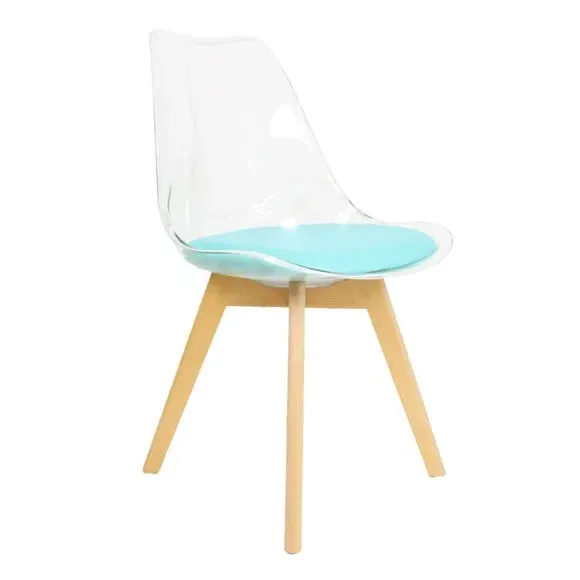 Clear Dining Chair with Seat Pad - Aqua, Plastic