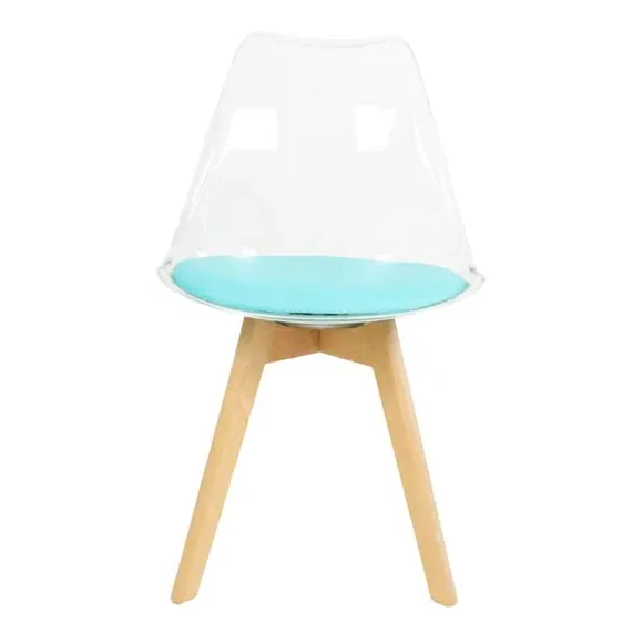 Clear Dining Chair with Seat Pad - Aqua, Plastic