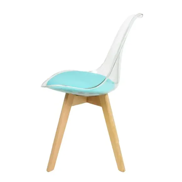 Clear Dining Chair with Seat Pad - Aqua, Plastic