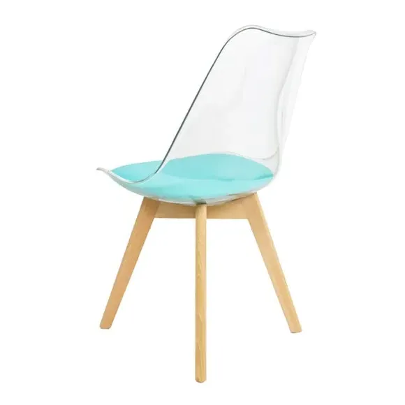 Clear Dining Chair with Seat Pad - Aqua, Plastic