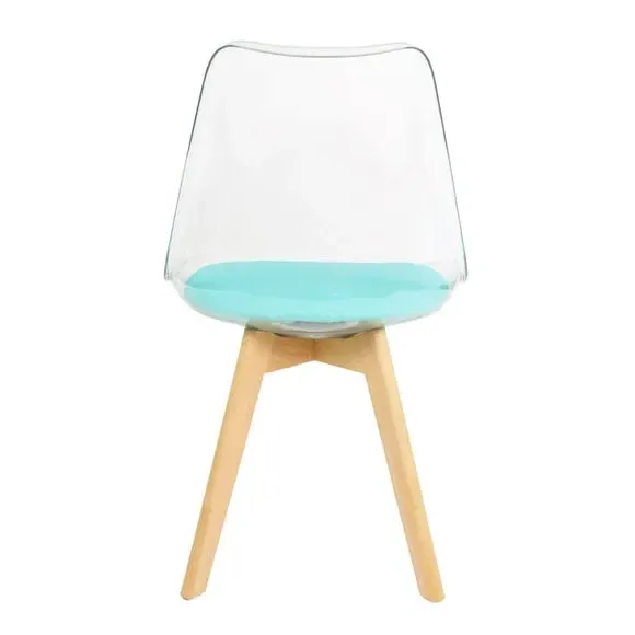 Clear Dining Chair with Seat Pad - Aqua, Plastic