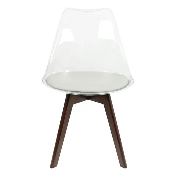Clear Dining Chair with Seat Pad - Grey, Plastic