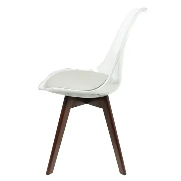 Clear Dining Chair with Seat Pad - Grey, Plastic