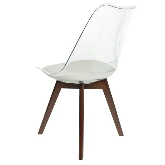 Clear Dining Chair with Seat Pad - Grey, Plastic