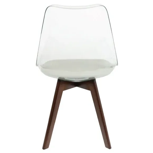 Clear Dining Chair with Seat Pad - Grey, Plastic
