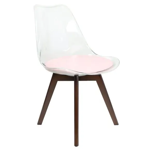Clear Dining Chair with Seat Pad - Pink, Plastic