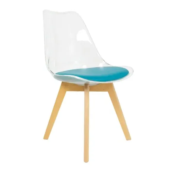 Clear Dining Chair with Seat Pad - Teal, Plastic