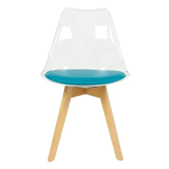 Clear Dining Chair with Seat Pad - Teal, Plastic