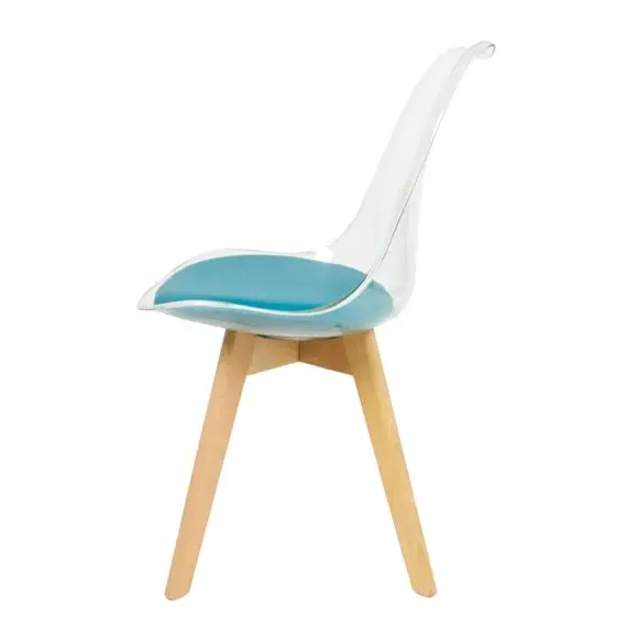 Clear Dining Chair with Seat Pad - Teal, Plastic