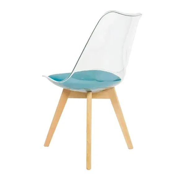 Clear Dining Chair with Seat Pad - Teal, Plastic