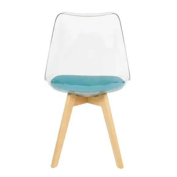 Clear Dining Chair with Seat Pad - Teal, Plastic