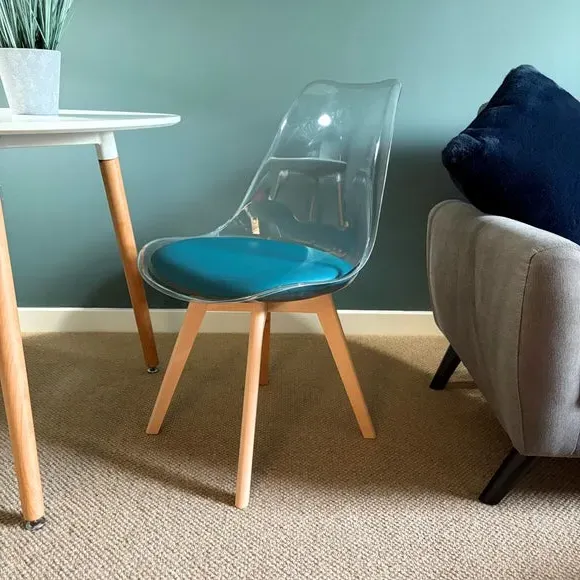 Clear Dining Chair with Seat Pad - Teal, Plastic