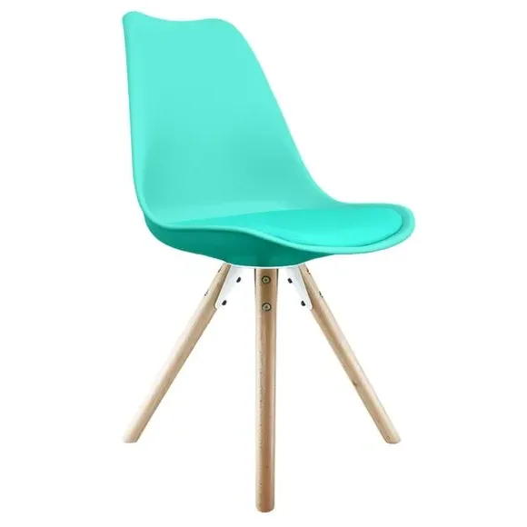 Dining Chair with Pyramid Legs - Aqua, Plastic