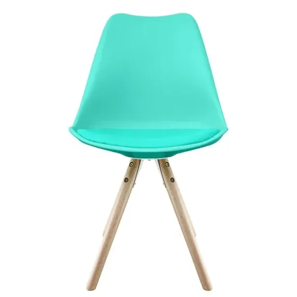 Dining Chair with Pyramid Legs - Aqua, Plastic