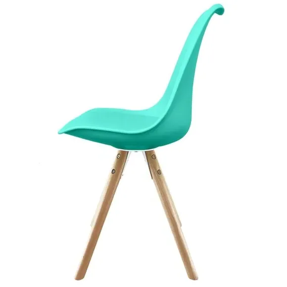 Dining Chair with Pyramid Legs - Aqua, Plastic