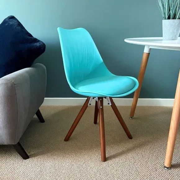 Dining Chair with Pyramid Legs - Aqua, Plastic