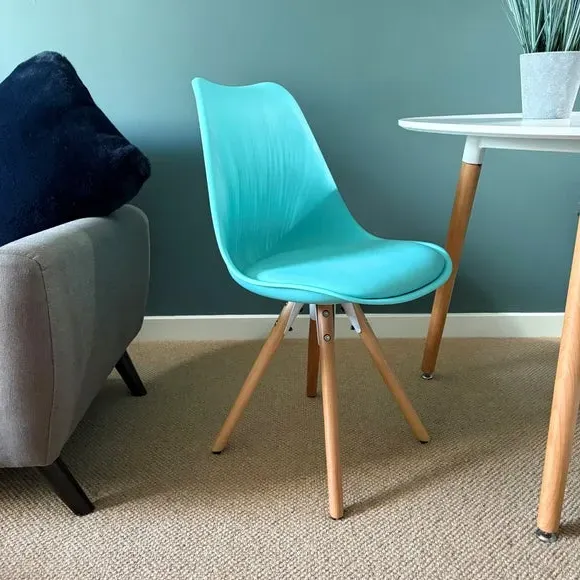 Dining Chair with Pyramid Legs - Aqua, Plastic image