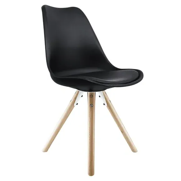 Dining Chair with Pyramid Legs - Black, Plastic