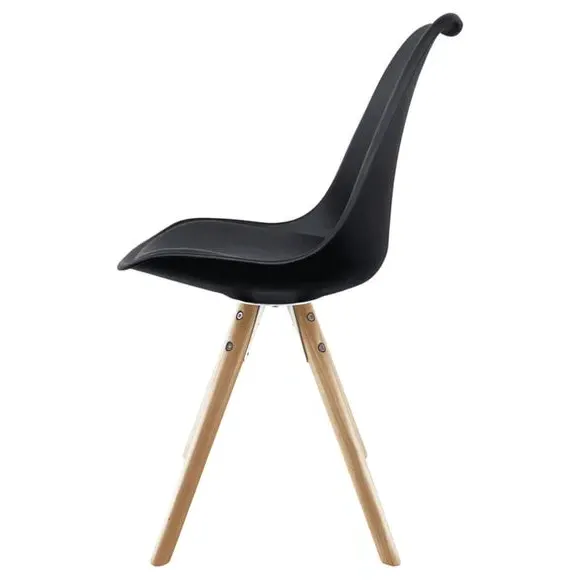 Dining Chair with Pyramid Legs - Black, Plastic