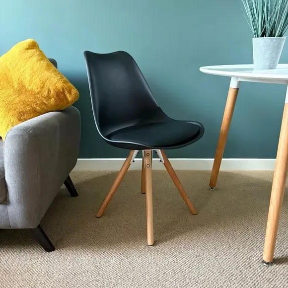Dining Chair with Pyramid Legs - Black, Plastic