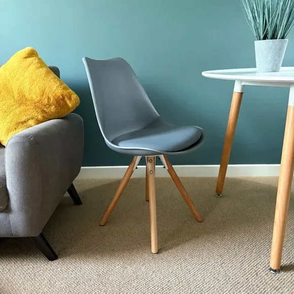 Dining Chair with Pyramid Legs - Dark Grey, Plastic