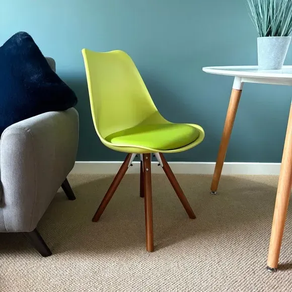 Dining Chair with Pyramid Legs - Green, Plastic