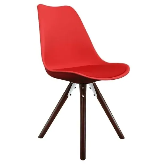 Dining Chair with Pyramid Legs - Red, Plastic