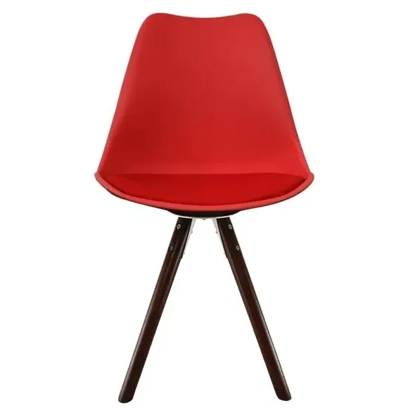 Dining Chair with Pyramid Legs - Red, Plastic
