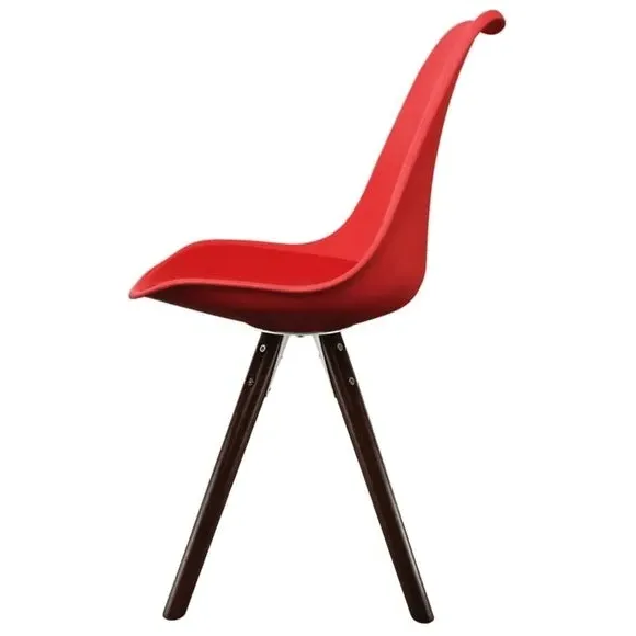Dining Chair with Pyramid Legs - Red, Plastic