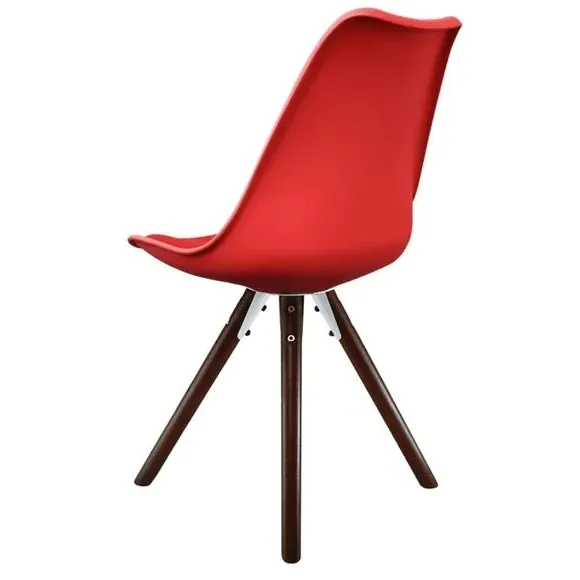 Dining Chair with Pyramid Legs - Red, Plastic