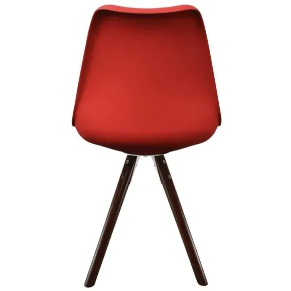 Dining Chair with Pyramid Legs - Red, Plastic