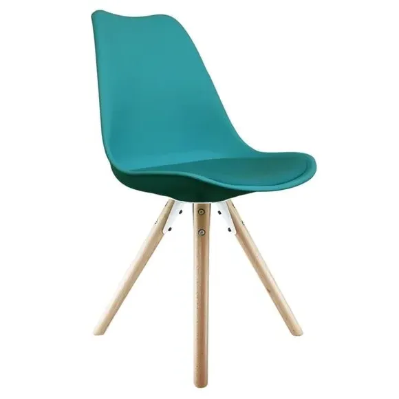 Dining Chair with Pyramid Legs - Teal, Plastic