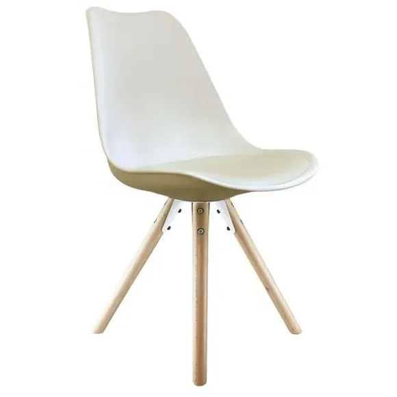 Dining Chair with Pyramid Legs - Vanilla, Plastic