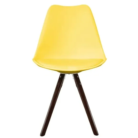 Dining Chair with Pyramid Legs - Yellow, Plastic