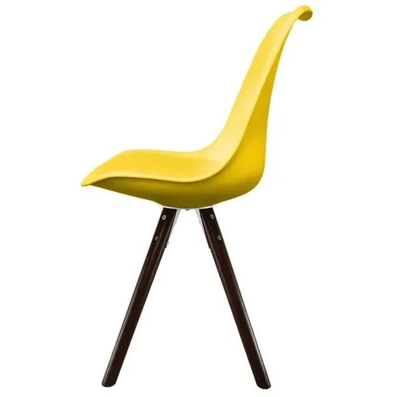 Dining Chair with Pyramid Legs - Yellow, Plastic